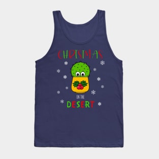 Christmas In The Desert - Cute Cactus In Christmas Holly Pot Tank Top